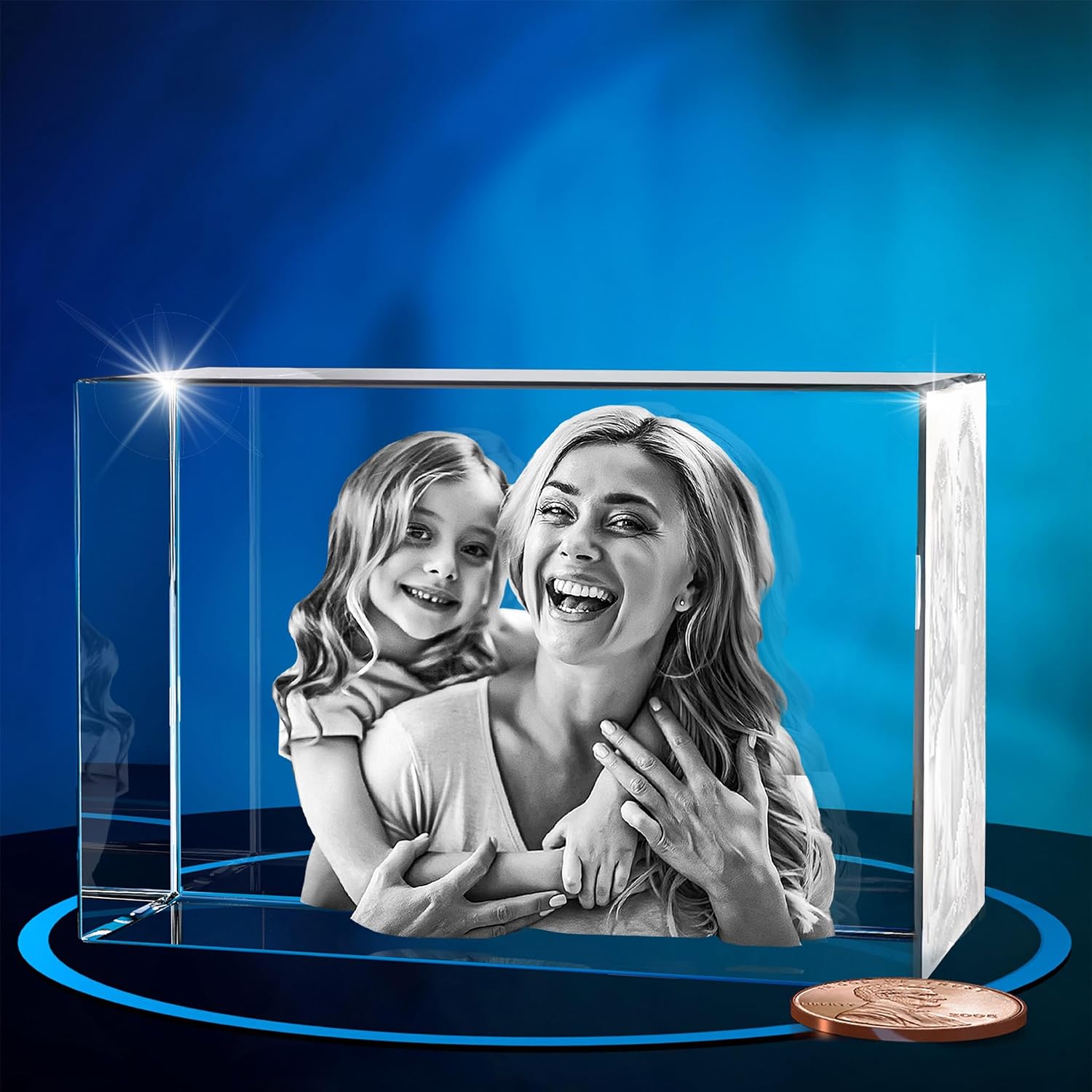 ArtPix 3D Crystal Photo, Personalized Gifts for Father, Dad, Men, Him, Husband, Grandpa, Great Customized Gift With Your Own Photo for Mom, Wife, Women, Custom Glass 3D Laser Etched Picture Frame