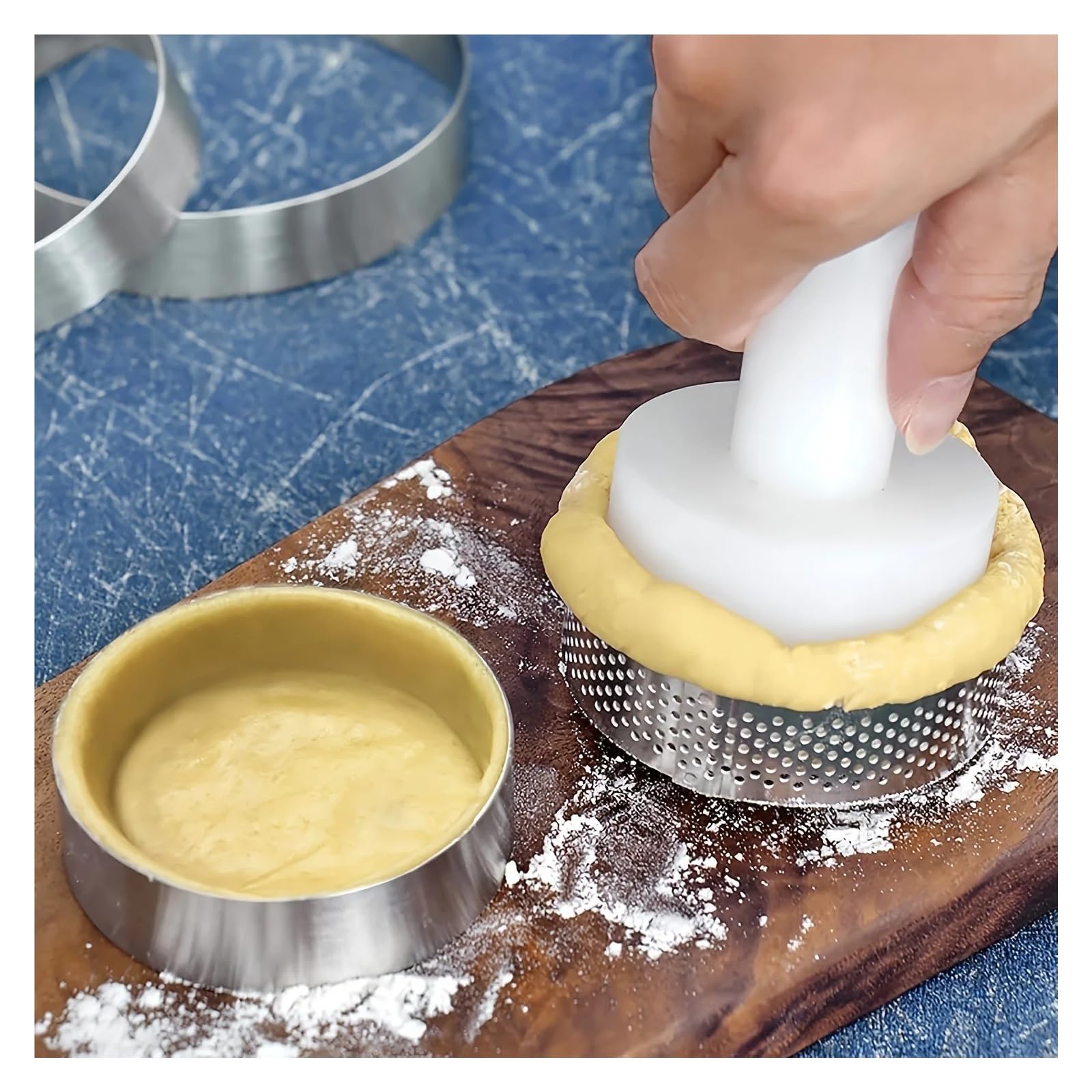 Anelli for crostata in acciaio inossidabile da 10 pezzi - Stampi for torte e mousse rotondi antiaderenti e perforati for prodotti da forno e pasticceria, stampi for torte