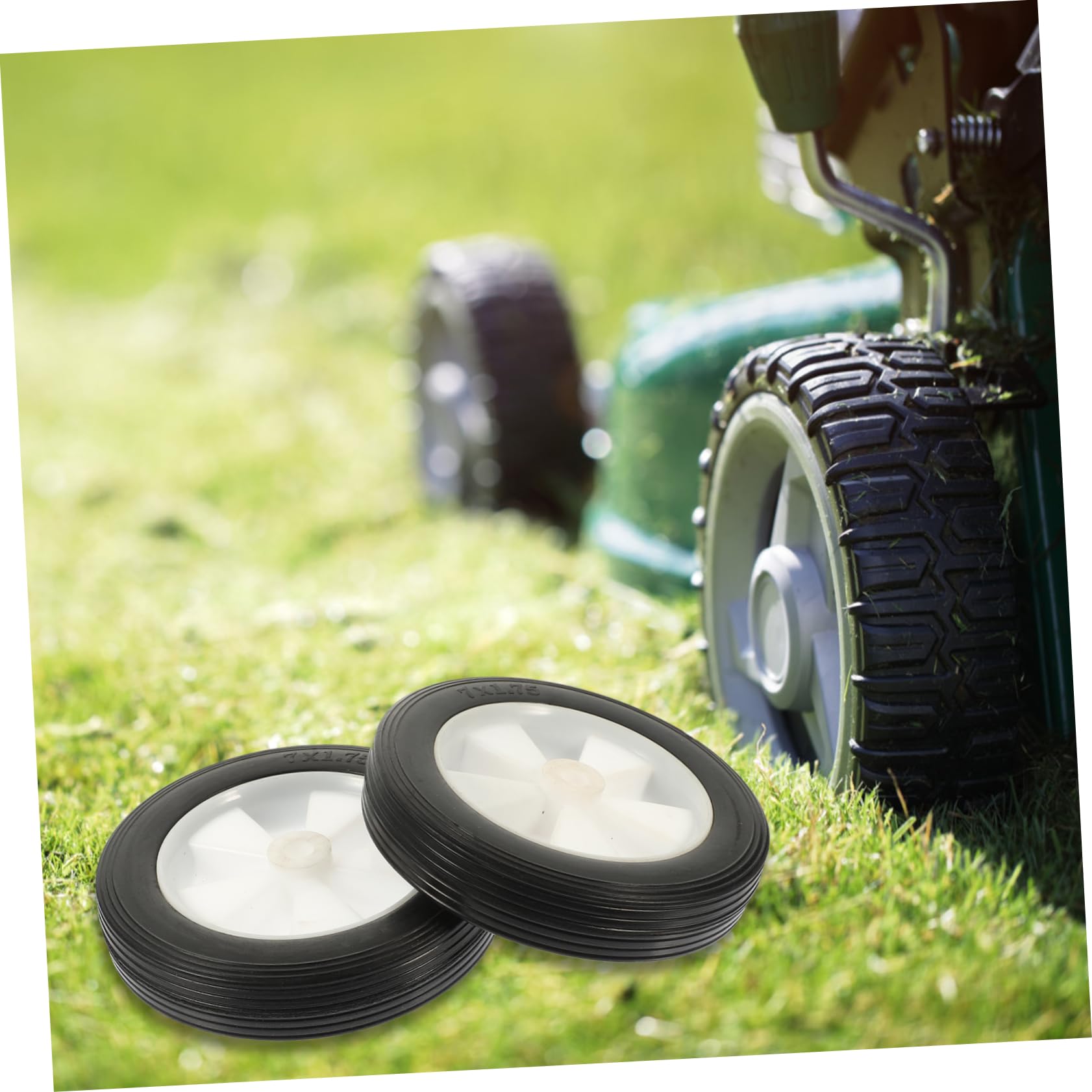 UKCOCO 2piezas Ruedas De Repuesto Multifuncionales Para Carrito y Cortacésped Fácil De Instalar Caucho Resistente y Duradero