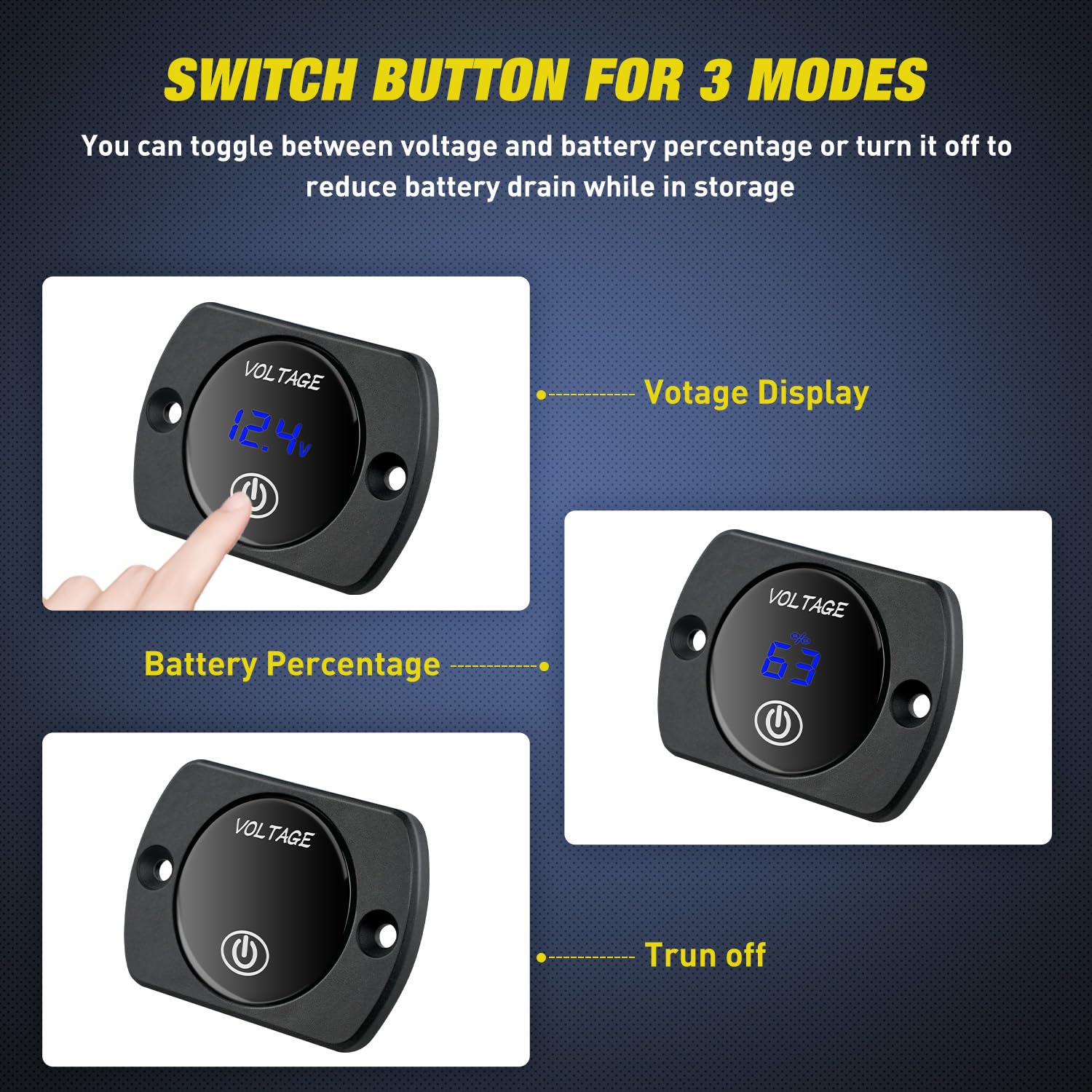 Nilight 12V LED Display Voltmeter with Touch Switch Digital Voltage Gauge Panel Meter Waterproof Battery Monitor Board 8-48V for Marine Boat Car Automotive Motorcycle Golf Cart