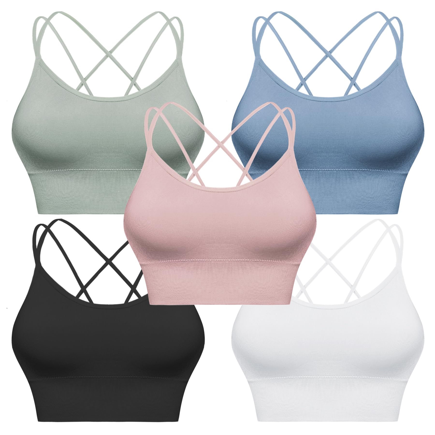 Sykooria Sport BH Damen Gepolstert Bustier Damen BH ohne Buegel Spaghettiträger Cross Back Design Push up BH Sport Bra Top für Yoga Fitness