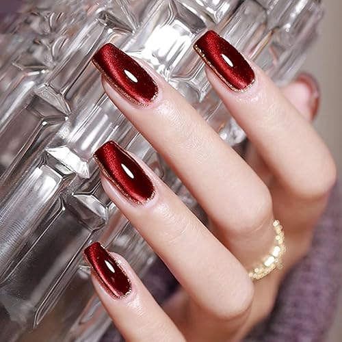 NAILKISS Esmalte de gel magnético de ojo de gato rojo burdeos