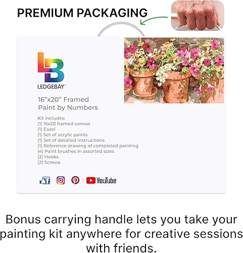 Miniatura 243 de Ledgebay - Pintura por número para adultos – Kits de pintura por números, pintura sin arrugas por números para adultos principiantes, 12 x 16
