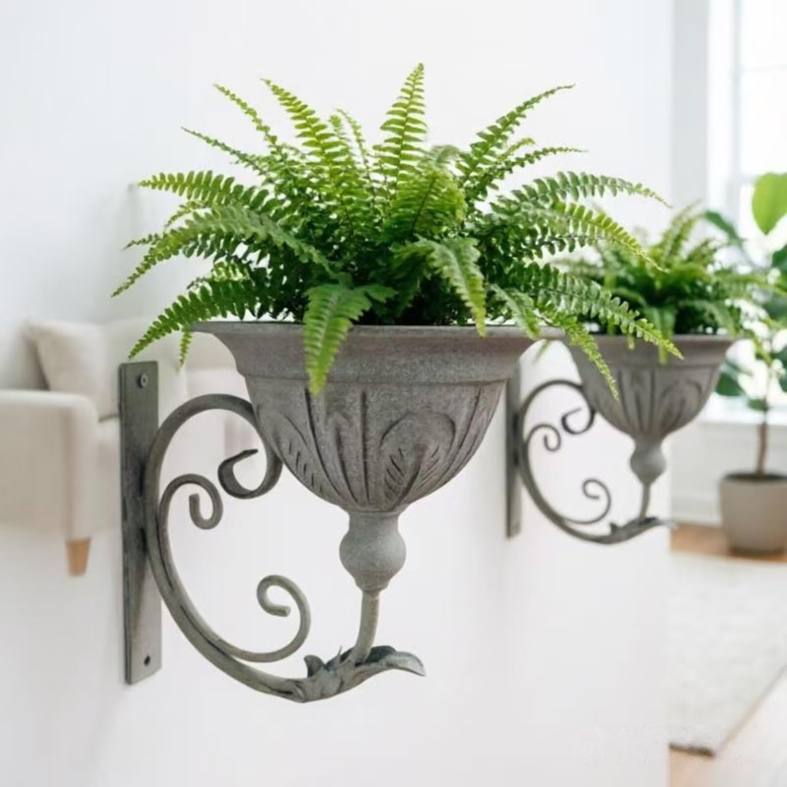 Wandpflanzkübel-Set, Rustikaler Wand-Blumentopf aus Eisen, Vertikale Wandhalterung für Pflanzen, Dekorativer Blumenhalter für Innen, Außen, Garten, Balkon, Terrasse, Wohndeko