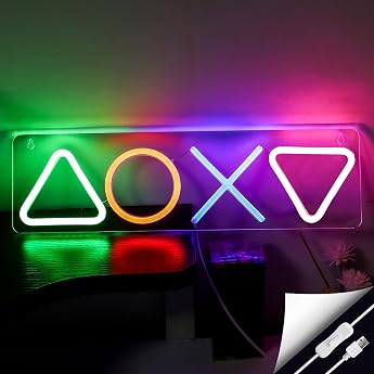 QXMH Gamer Neon Sign, LED Gaming Neon Signs USB/Switch, Graphic Decoration Neon Sign Playroom Decor Lamp for Gamer Streamers 
