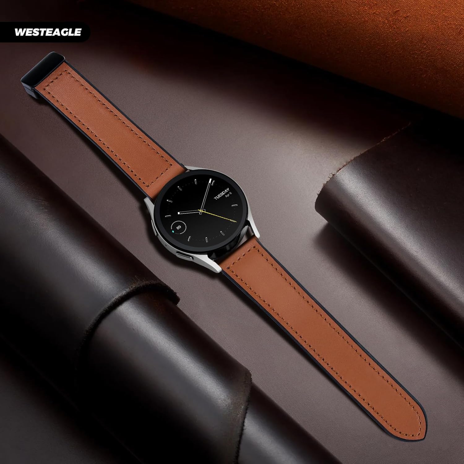 Magnetic Leather Band Compatible with Samsung Galaxy Watch 7/6/5/4/Active 2 40mm 44mm/Watch 6 Classic 43mm 47mm/Watch 5 Pro 45mm/Watch 4 Classic 42mm 46mm, 20mm Strap for Men - Image 8
