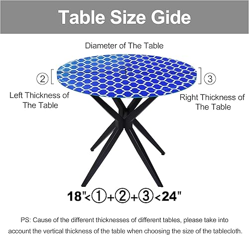 Miniatura 75 de Smiry - Mantel redondo de vinilo ajustable con bordes elásticos y parte trasera de franela, mantel de vinilo impermeable, lavable, diseño enrejado