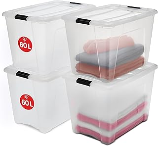 Sponsored You’re seeing this ad based on the product’s relevance to your search query.Learn more about this advertisement IRIS OHYAMA stackable storage boxes with click lock, plastic, transparent lid, 60 L, set of 4