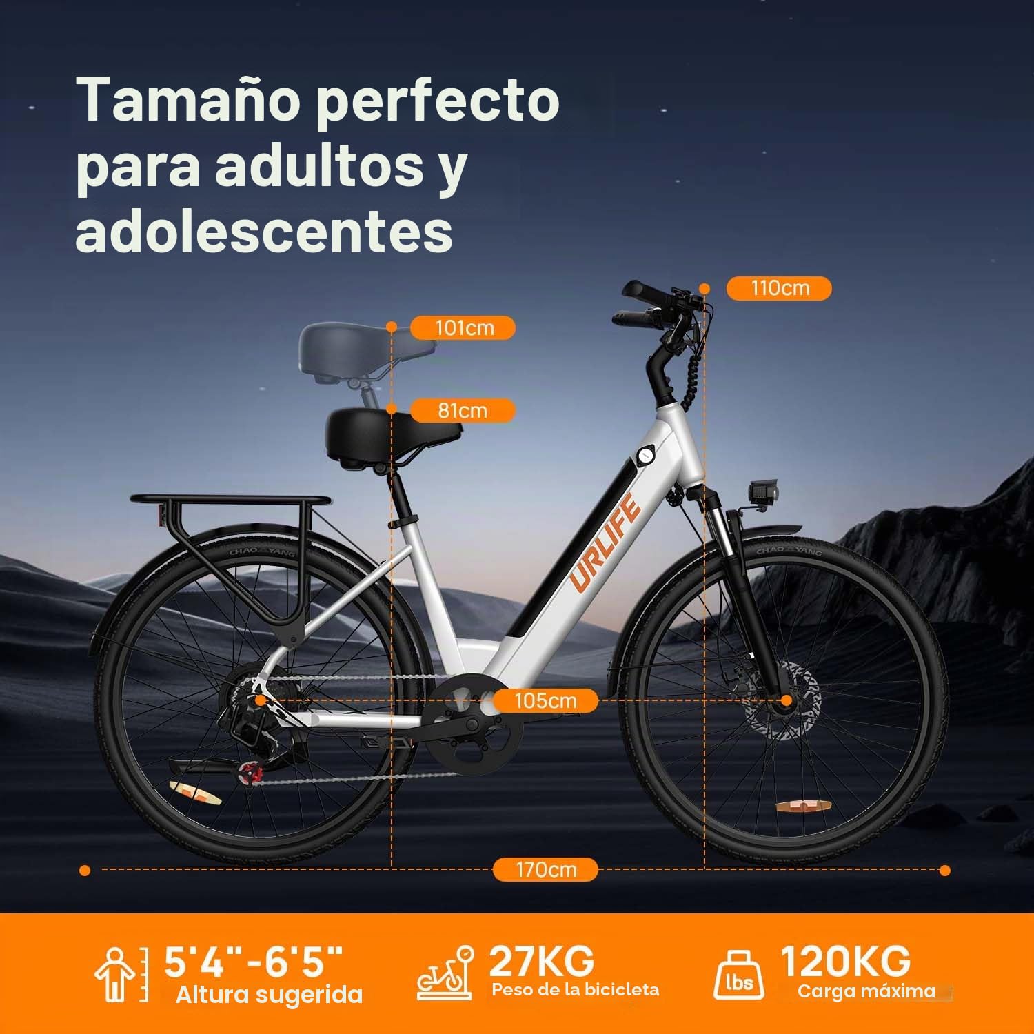 URLIFE Bicicleta eléctrica 26", Bike con pedaleo asistido batería, 7 velocidades Bici eléctricas de Montaña con Motor de 250W de Alta Velocidad