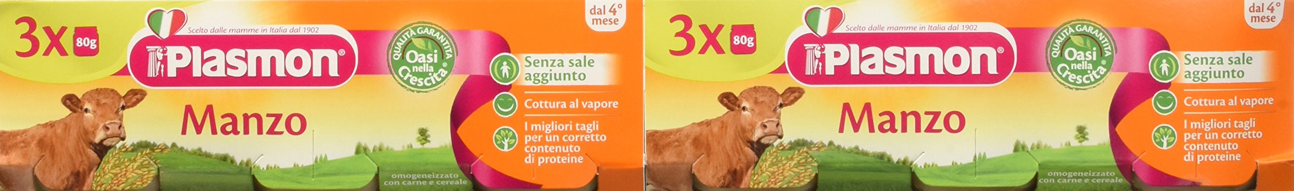 Plasmon Omogeneizzato di Carne di Manzo - 24 vasetti da 80 gr - Totale: 1.92 kg