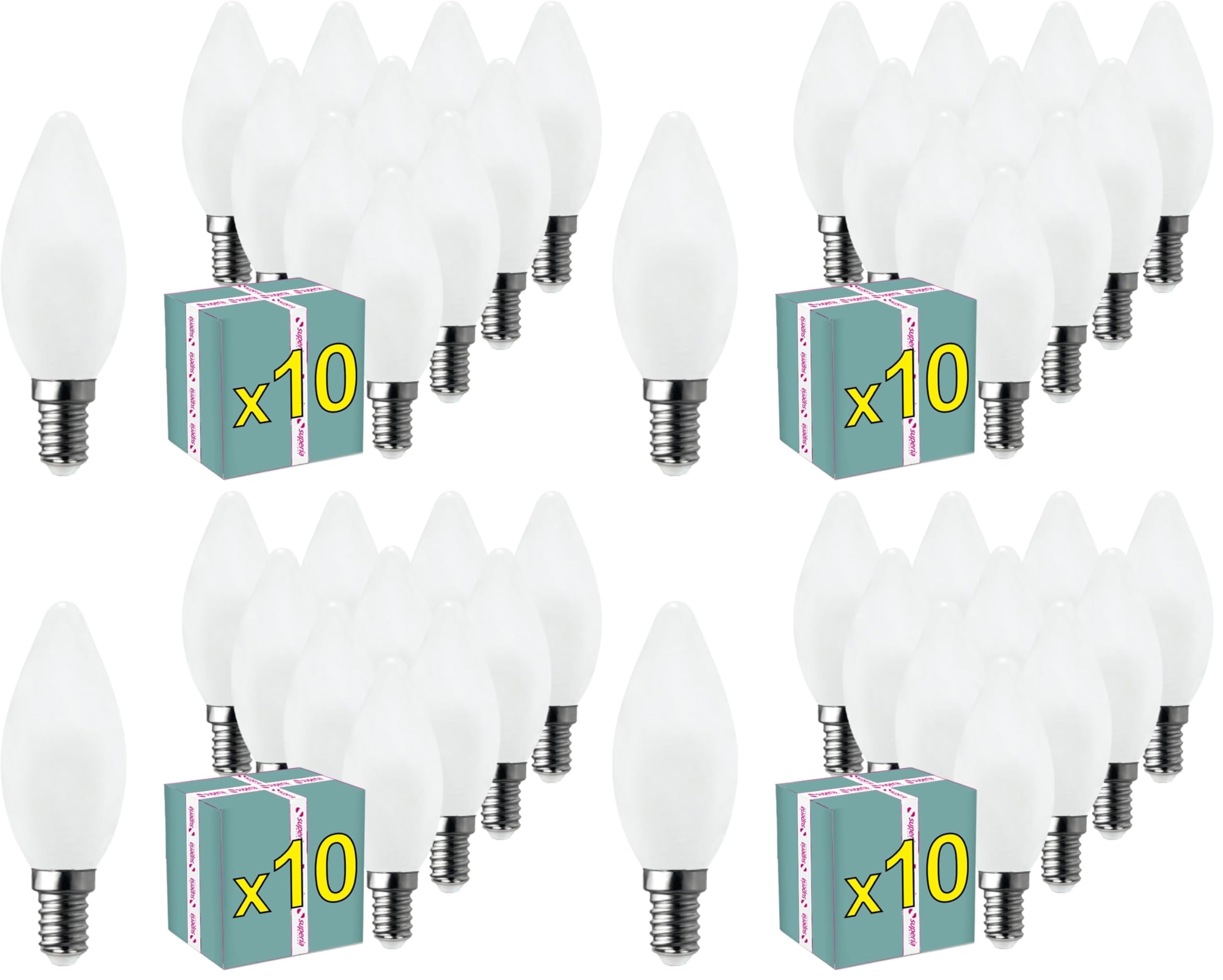 Superia Lampadine a filamento LED OLIVA OPALE OVERCLASSIC 5W Equivalenti a 40W, 550LM, LUCE CALDA, Attacco E14, Stile Vintage Retrò, Non Dimmerabile, Pacco da 40