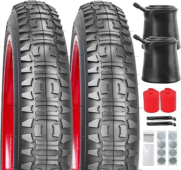 2 Pack 20x4.0 26x4.0 Inch Fat Bike Tires and Tubes Bicycle Tyres Replacement Tires for Mountain Snow All Terrian Trail Urban Bicycle Tricycle with Strips Gluless Patches