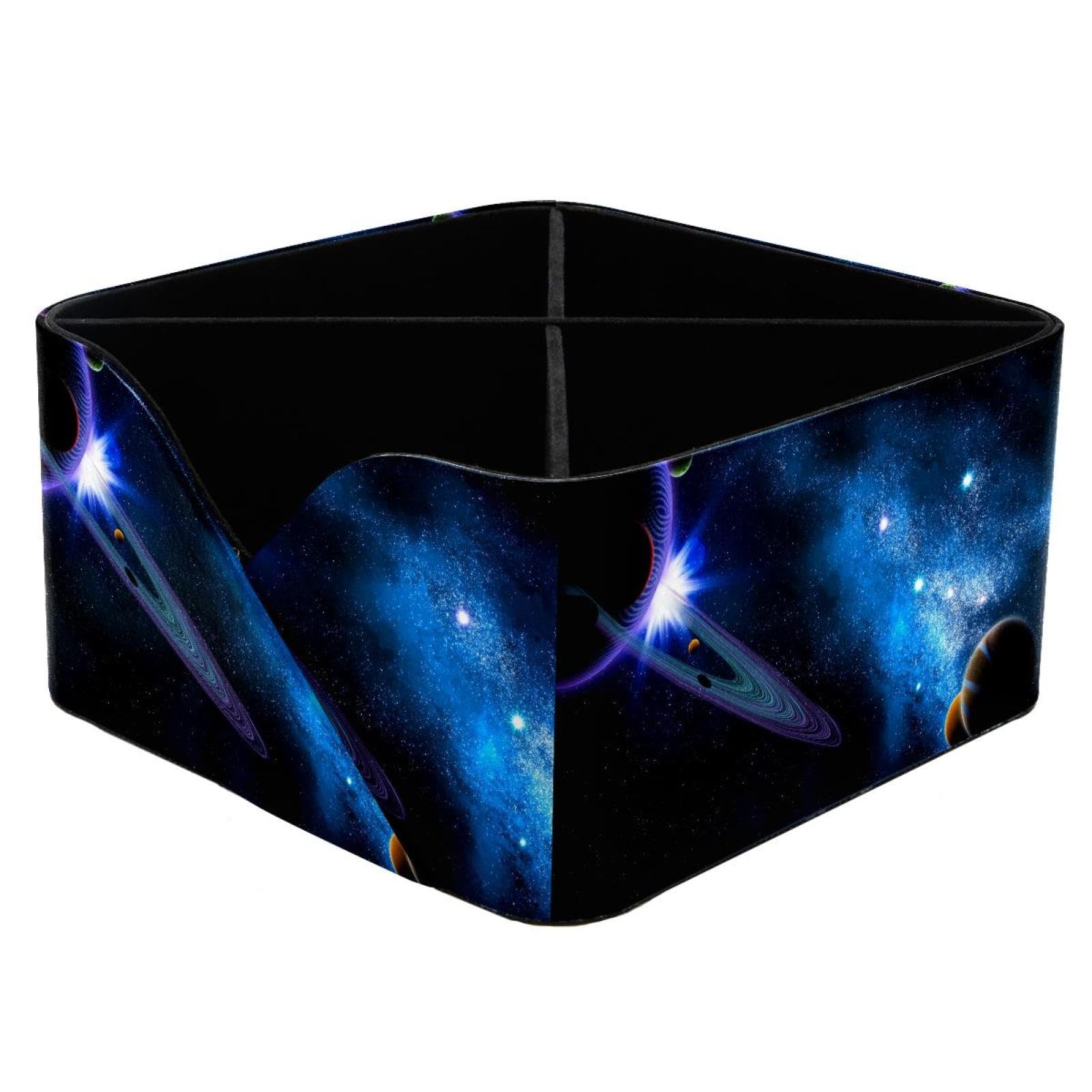 KengjuTesu Universe Planet Galaxy System Desktop Organizer Pen Holder, Rectangular Pencil Cup for Office, Study and Makeup Stations