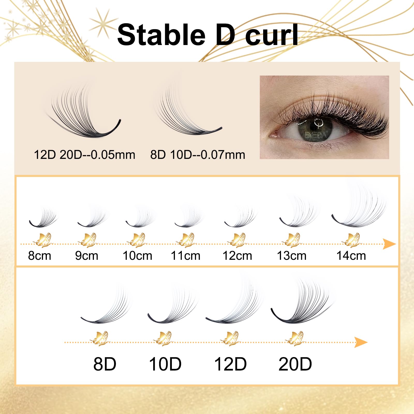 EMEDA 280 pcs 20D Estensioni Ciglia a Grappolo Russo 0.05mm D Curl Mixed 8-14mm Estensioni ciglia volume 20D Premade Ciglia Fans D curl Individual Cluster Lash Extensions (20D 0.05-D-mix)