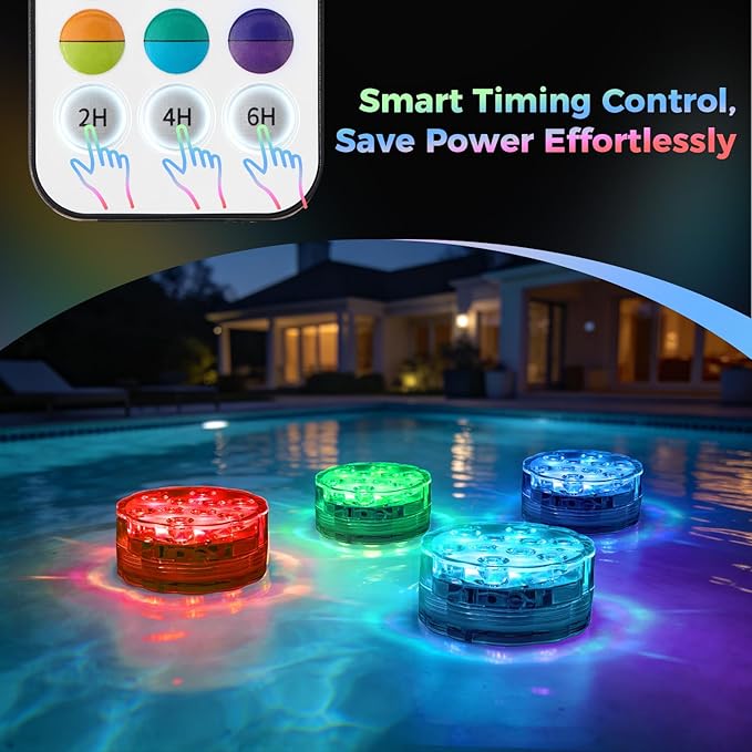 Luz LED Sumergible para Piscina 2 Pack, BITIWEND, Control Remoto, 16 Colores RGB miniatura 8