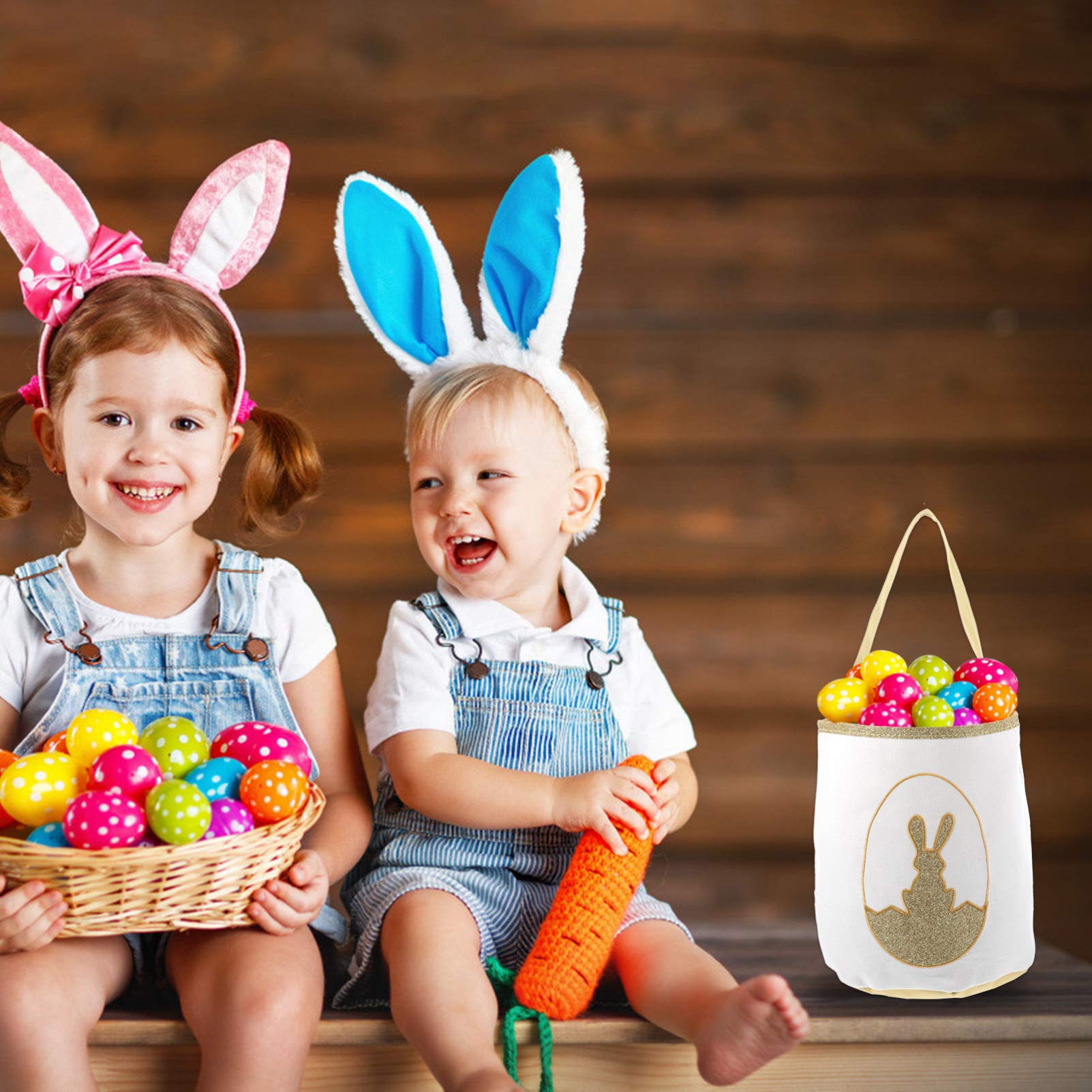 Cabilock 3piezas Canasta De Dulces De Pascua Diseño De Conejo Recipiente Para Golosinas y Decoración Bolsa Portátil Para Almacenamiento De y Galletas