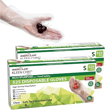 KLEEN CHEF Disposable Food Service & Handling Long Cuff Clear Poly Gloves