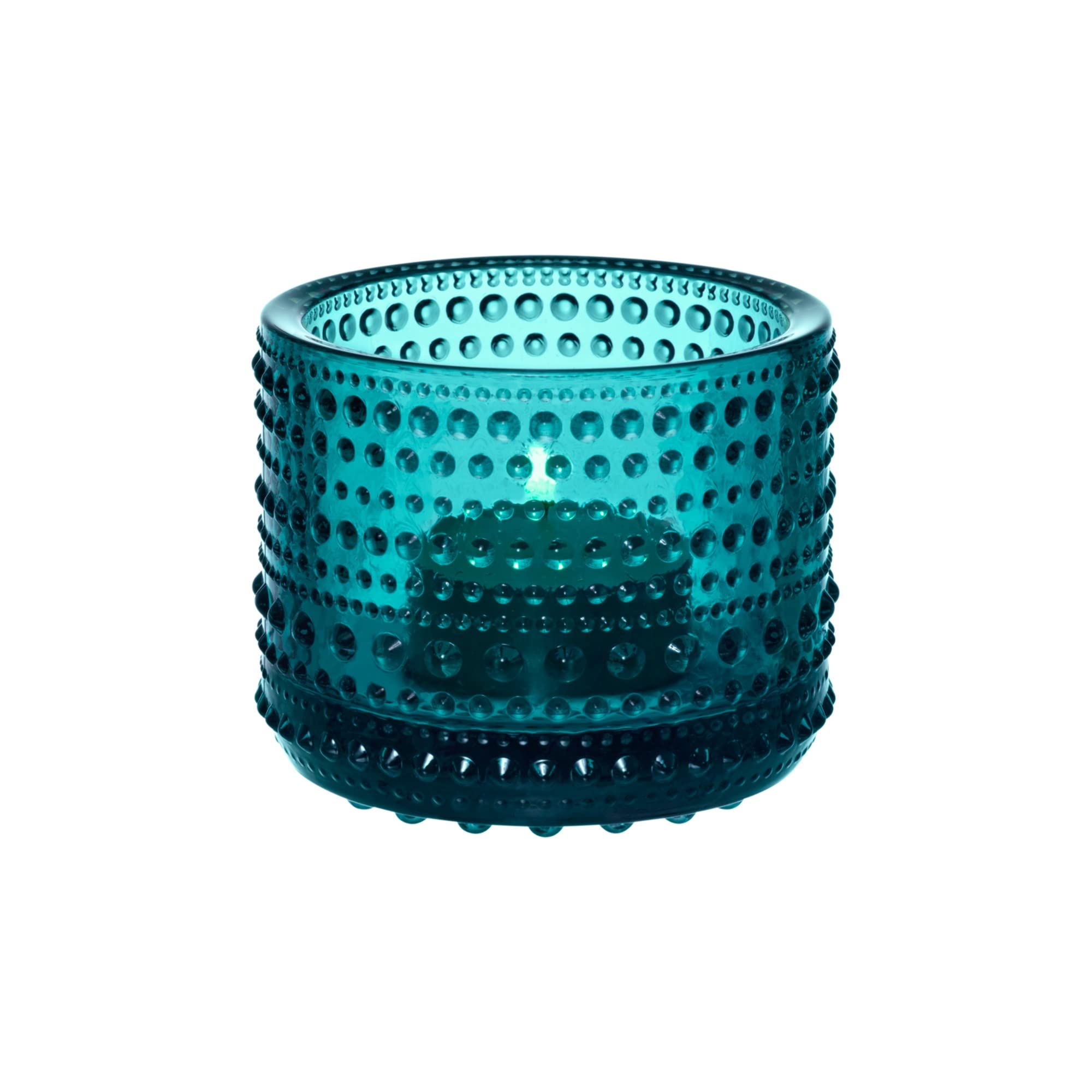 Iittala Kastehelmi Tea Light Holder, Glass, Sea blue, Standard