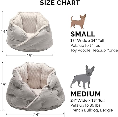 Miniatura 5 de Furhaven cama para mascotas, para gatos y perros pequeños, cama relajante y envolvente con pelo de visón afelpado y aterciopelado, lavable, gris
