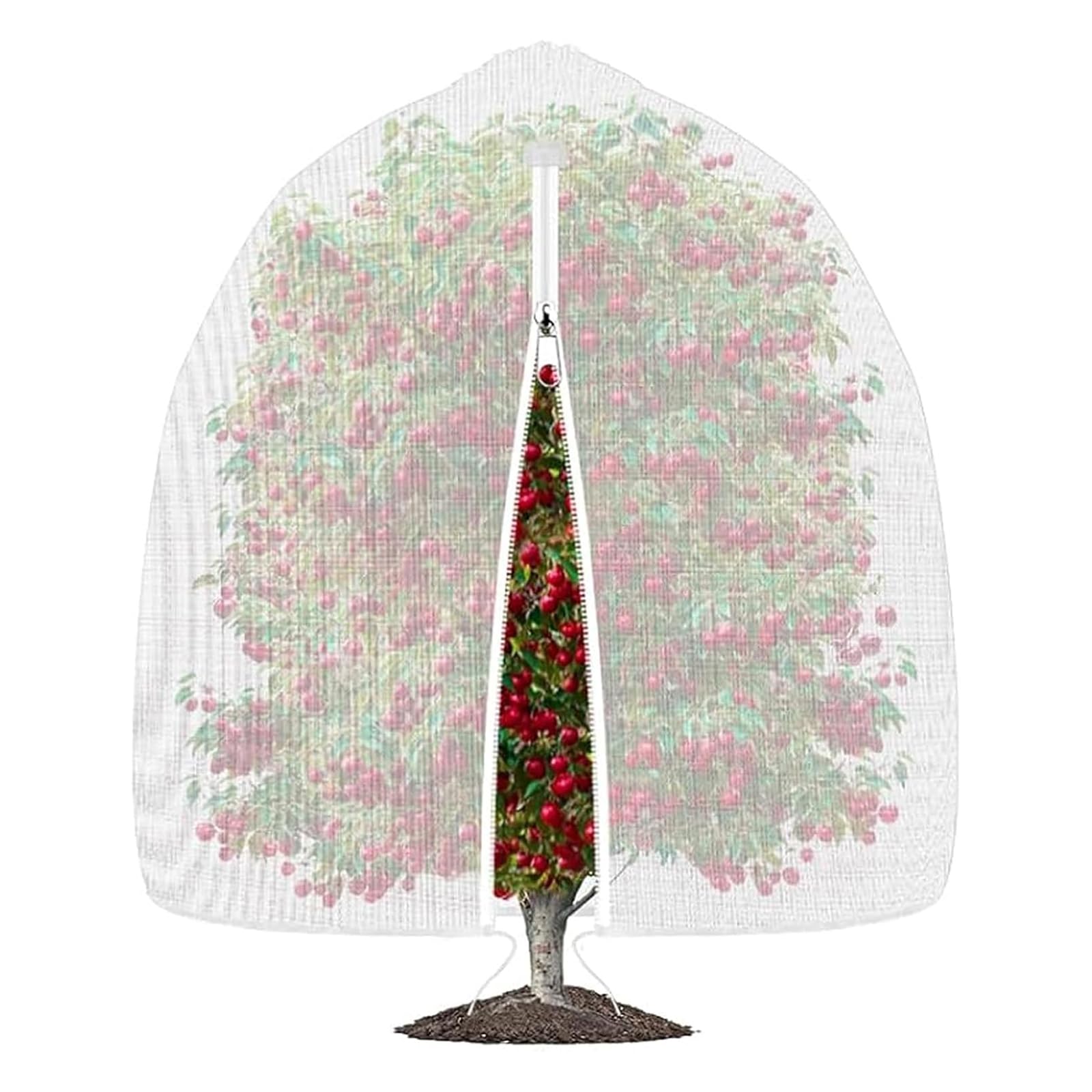 Red antipájaros y ct para plantas con cremallera y cordón, malla 60 (1 mm), protección transpirable contra insectos asiáticos, pájaros y pulgones - Saco de cubierta para árboles frutales