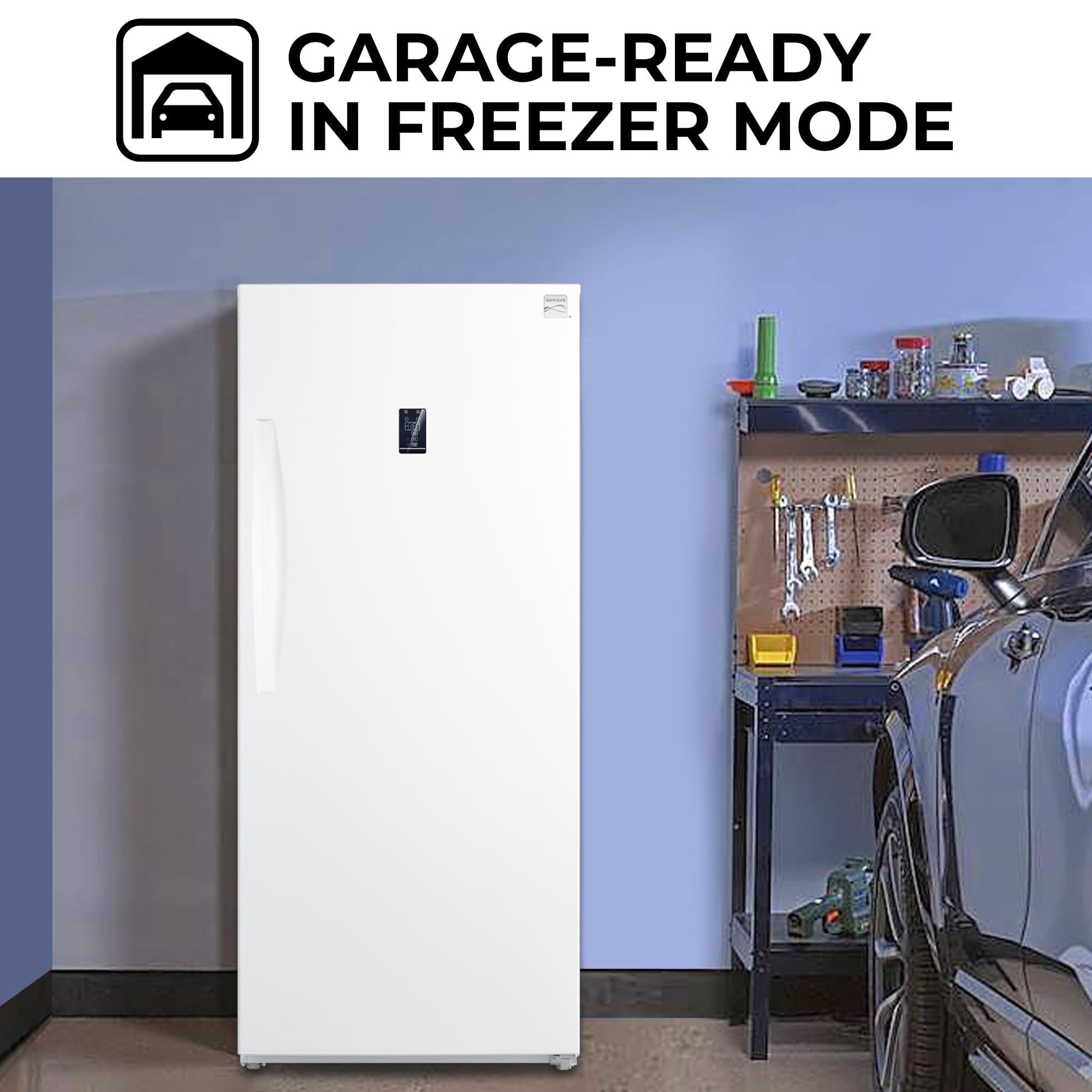 Kenmore 14.0 Cubic Feet Capacity Upright freezer - Convertible Refrigerator/Freezer, 4 Shelves, Garage Ready, Meat Storage, Auto Defrost, Congelador For Home, Apartment, Basement, Dorm, White on Fridge.com