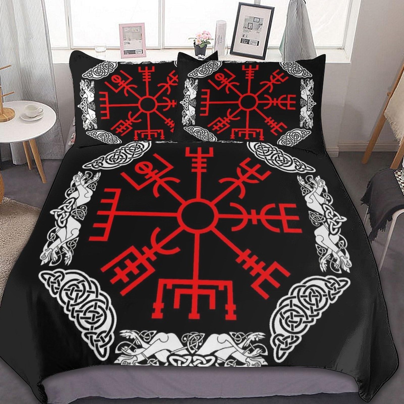 Housse de couette Vegvisir pour une décoration de chambre style mystique nordique