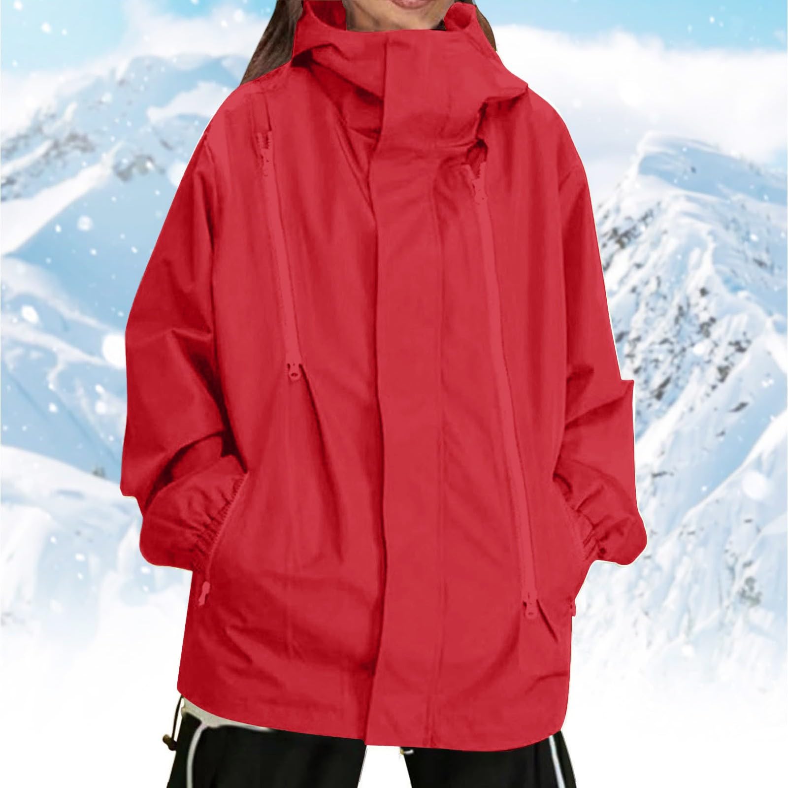 Cremallera De Montañismo Al Color Sólido Otoño Para Mujer Con Función Bolsillo Traje Abrigo Rociador Chaquetas Grandes Poncho Lluvia Deportes Aire Libre Parka Entretiempo Chaqueta