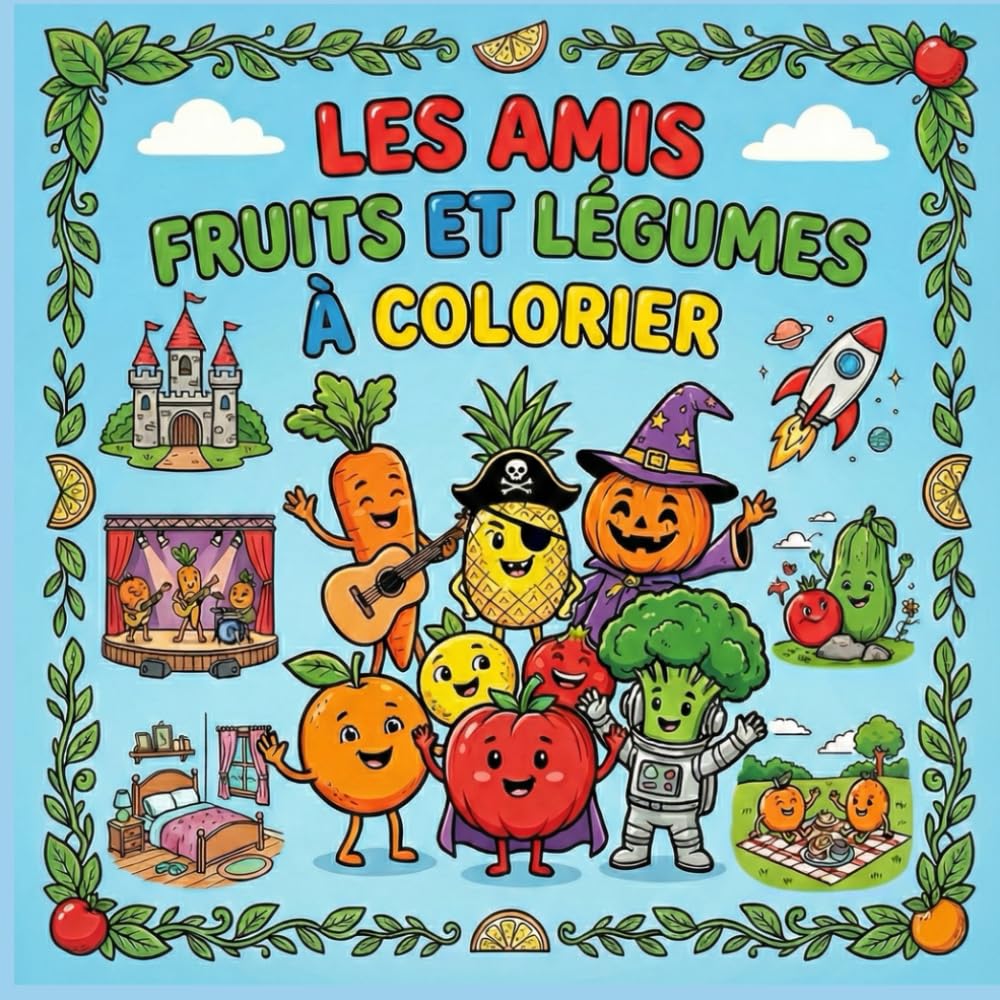 Les amis fruits et légumes à colorier