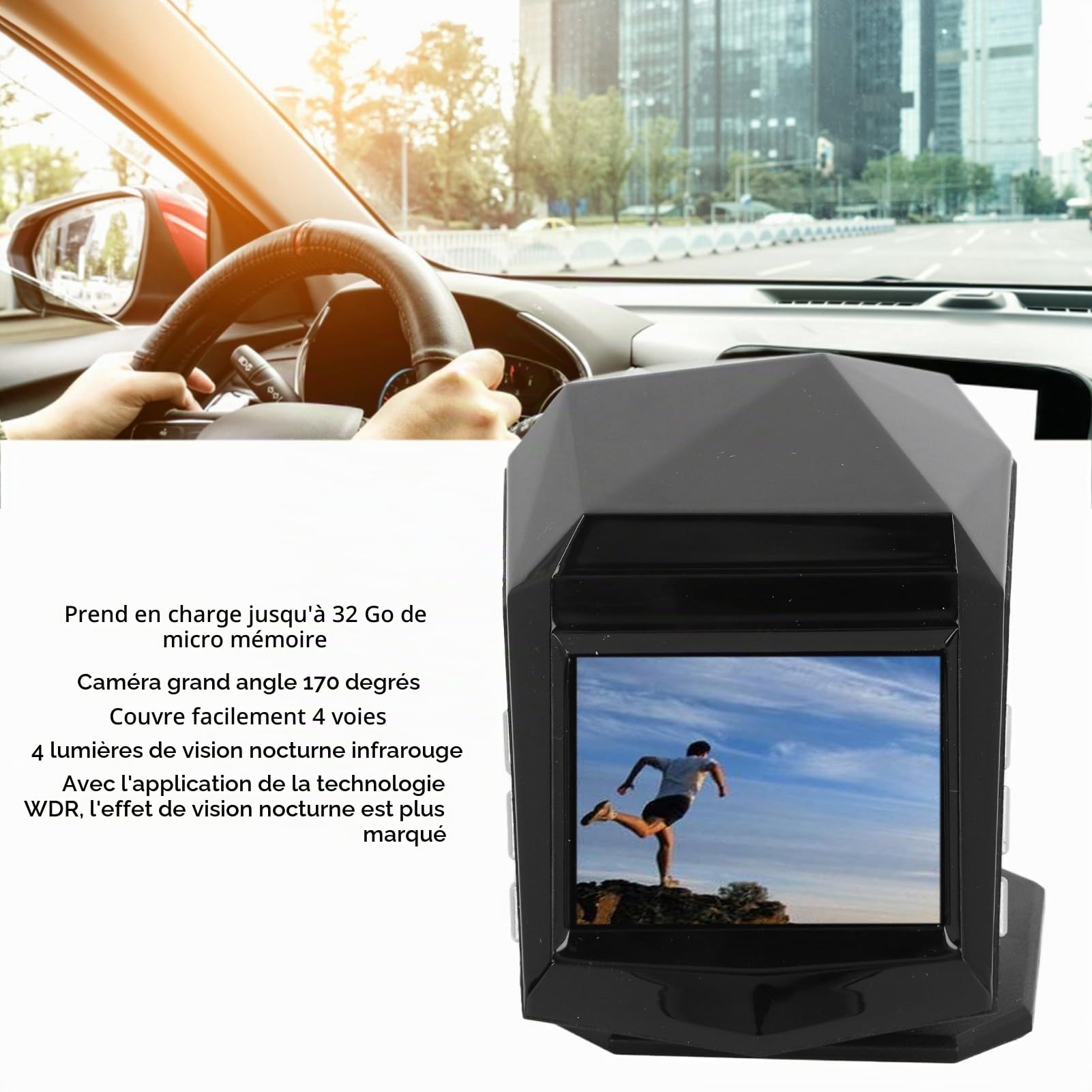 Caméra de Tableau de Bord Avant et Arrière, Enregistreur Vidéo Numérique de Voiture, Caméra de Tableau de Bord à Vision Nocturne HD 10MP, Caméscope Enregistreur de Caméra de