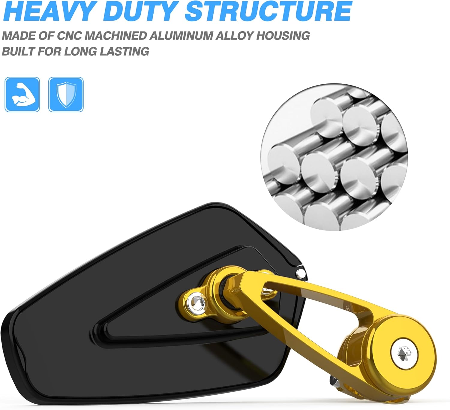 MICTUNING CNC Motorcycle Mirrors - 7/8" (22mm) Bar End Rear View Mirrors Compatible with Most Honda Grom, Yamaha, Kawasaki, Ducati, Suzuki and More - Golden