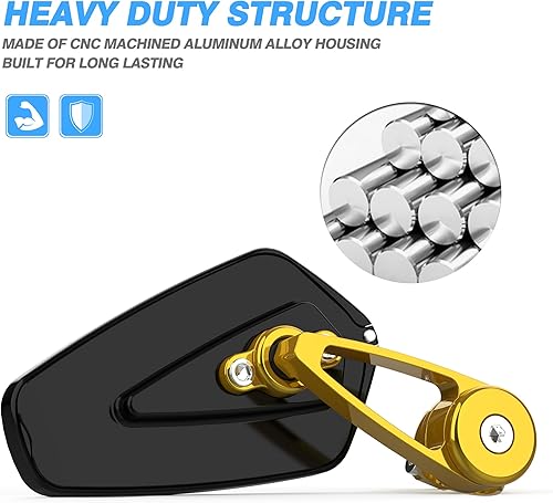 Vista 20 de MICTUNING Espejos retrovisores de motocicleta – 7/8 pulgadas (0.866 in) compatibles con la mayoría de Honda Grom, Yamaha, Kawasaki, Ducati, Suzuki