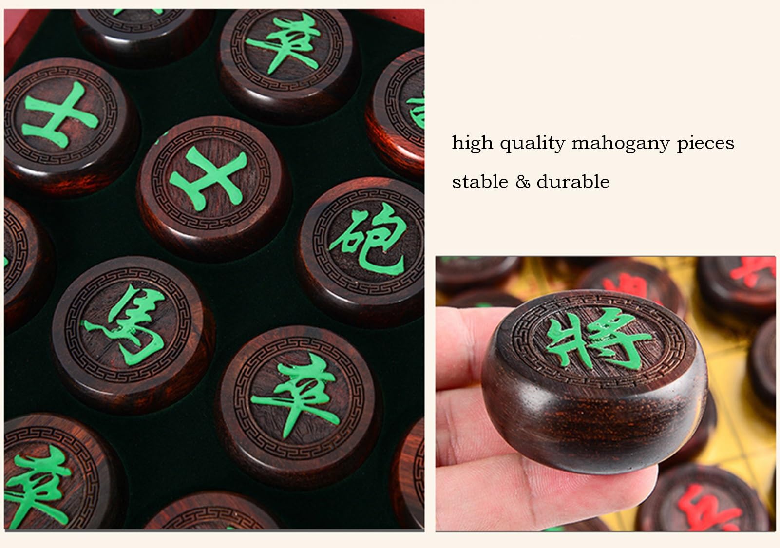 Juego de Mesa de Estrategia para 2 Jugadores, Juego de ajedrez Chino con Tablero Plegable y Piezas de Caoba, Juego de Viaje clásico Xiangqi (6 cm/2,4 Pulgadas)