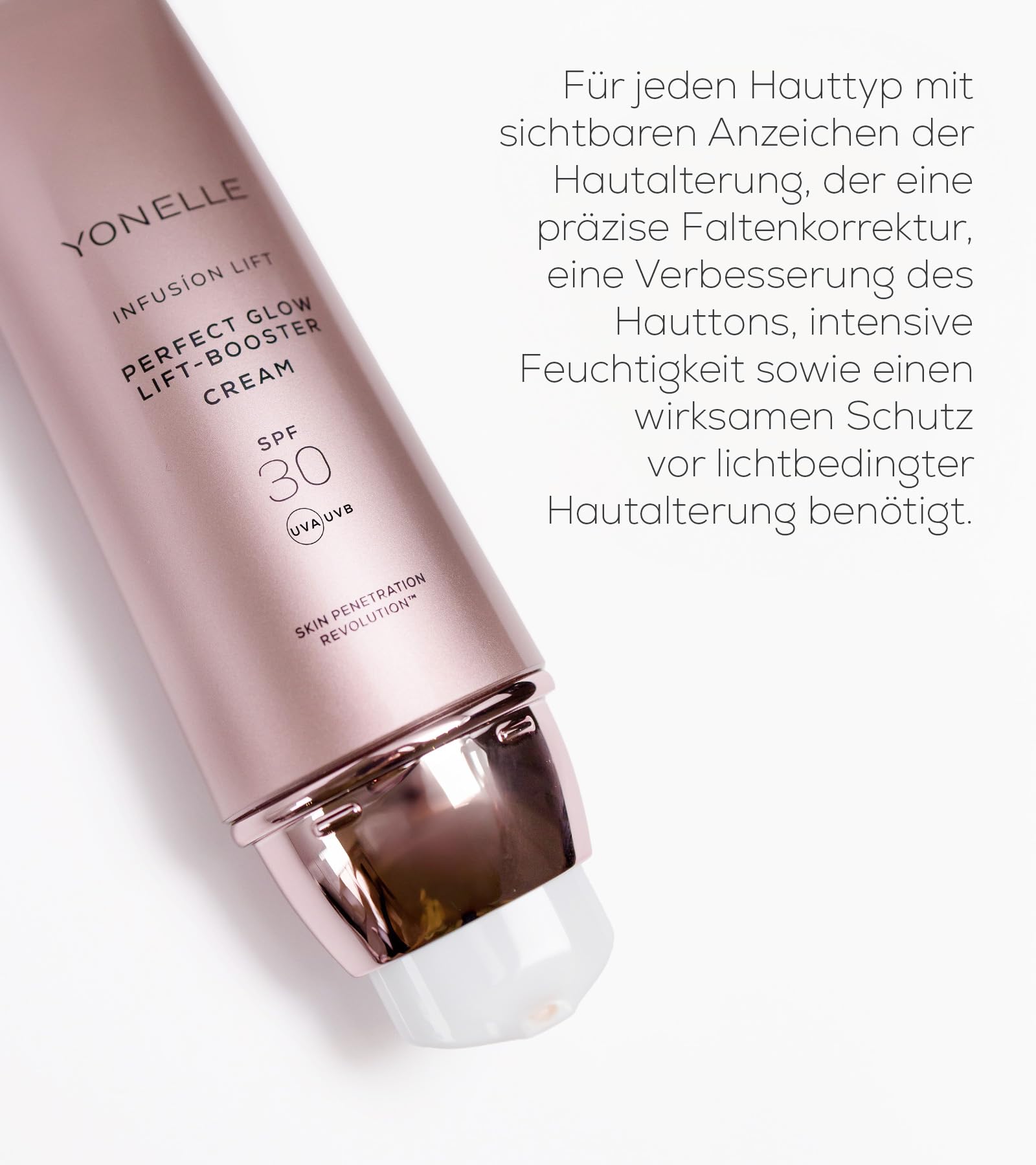 YONELLE Faltencreme mit Soforteffekt & Glow LSF 30 für reife Haut | Peptide, Hyaluron, getönte Tagespflege, Feuchtigkeit, Elastizität, Lifting-Pflege, ebenmäßiger Hautton, seidiges Finish