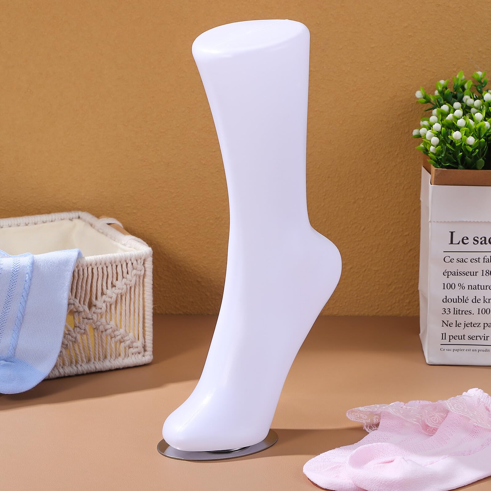 Mipcase Mannequin Design et Féminin Chaussettes Vinyle Blanc Pied en Style Réaliste Solide Aléatoire Bijoux de Cheville Vitrines de Bijouterie