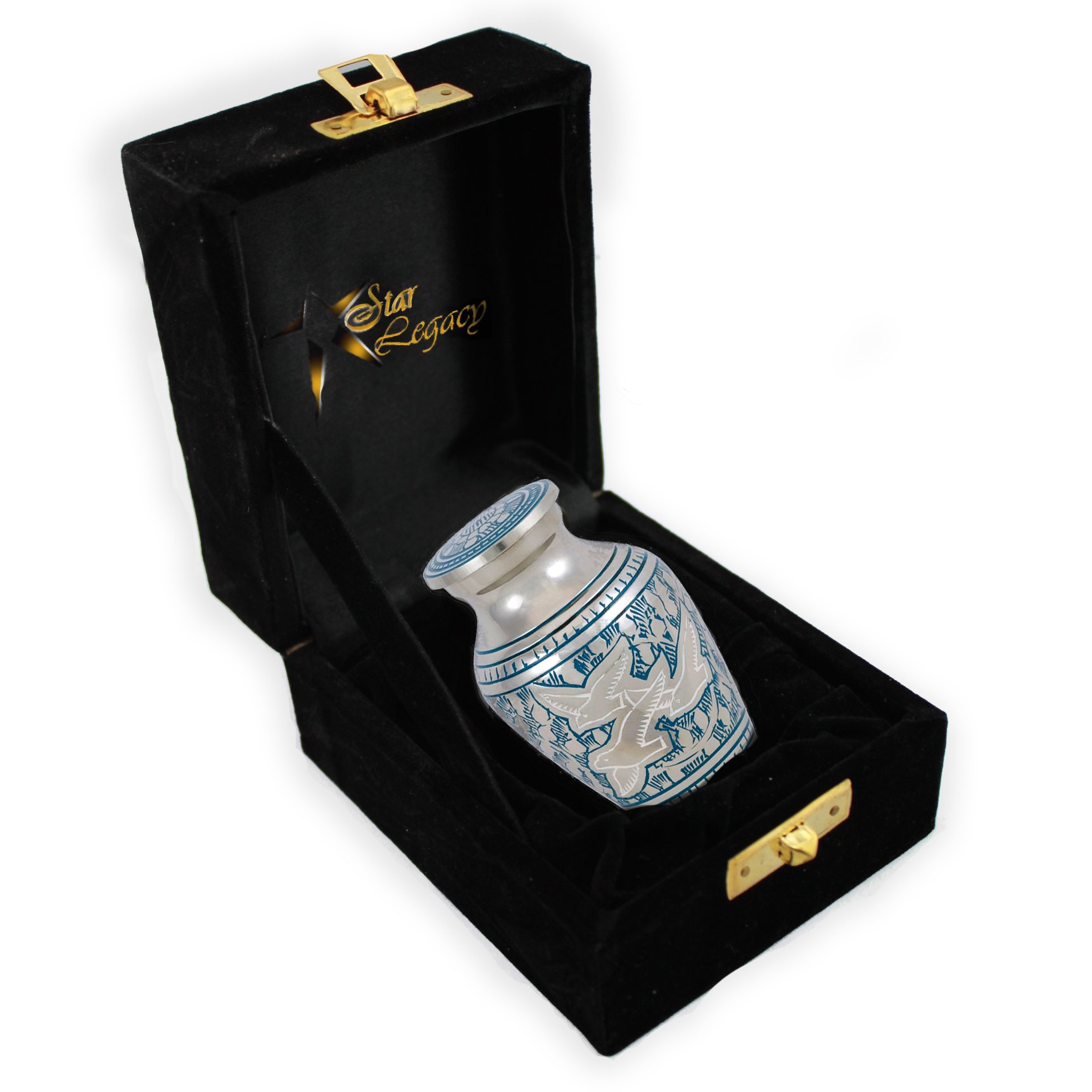 Star Legacy's Wings of Freedom - Brass Metal Cremation Urn Keepsake for Human Ashes w Velvet Box