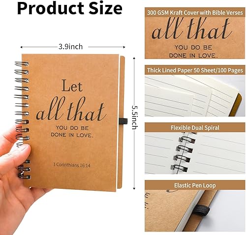 Miniatura 3 de 40 piezas20 juegos de regalos cristianos, cuaderno en espiral con versículos bíblicos en espiral y bolígrafo de oración, bloc de notas de escritura