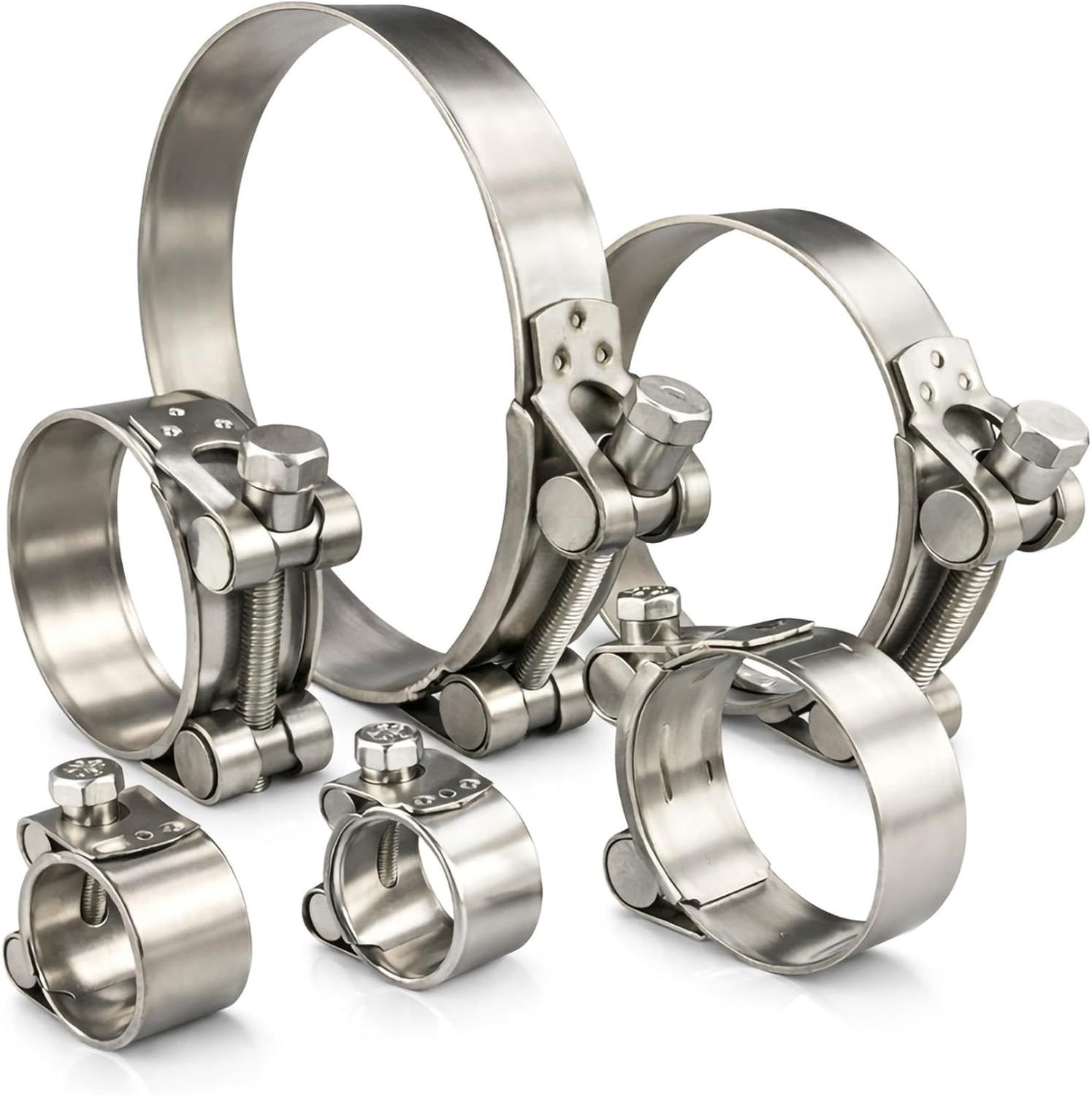 Jubilee® Superclamp SS304 Stainless Steel Heavy Duty Hose Clamp, DIN3017 W4, 48-51mm Adjustment, 1 Pack, Part No JSC051SS, Single Bolt 360° Seal Bridge, GBS Barrel Exhaust Pipe Clamp for Suc