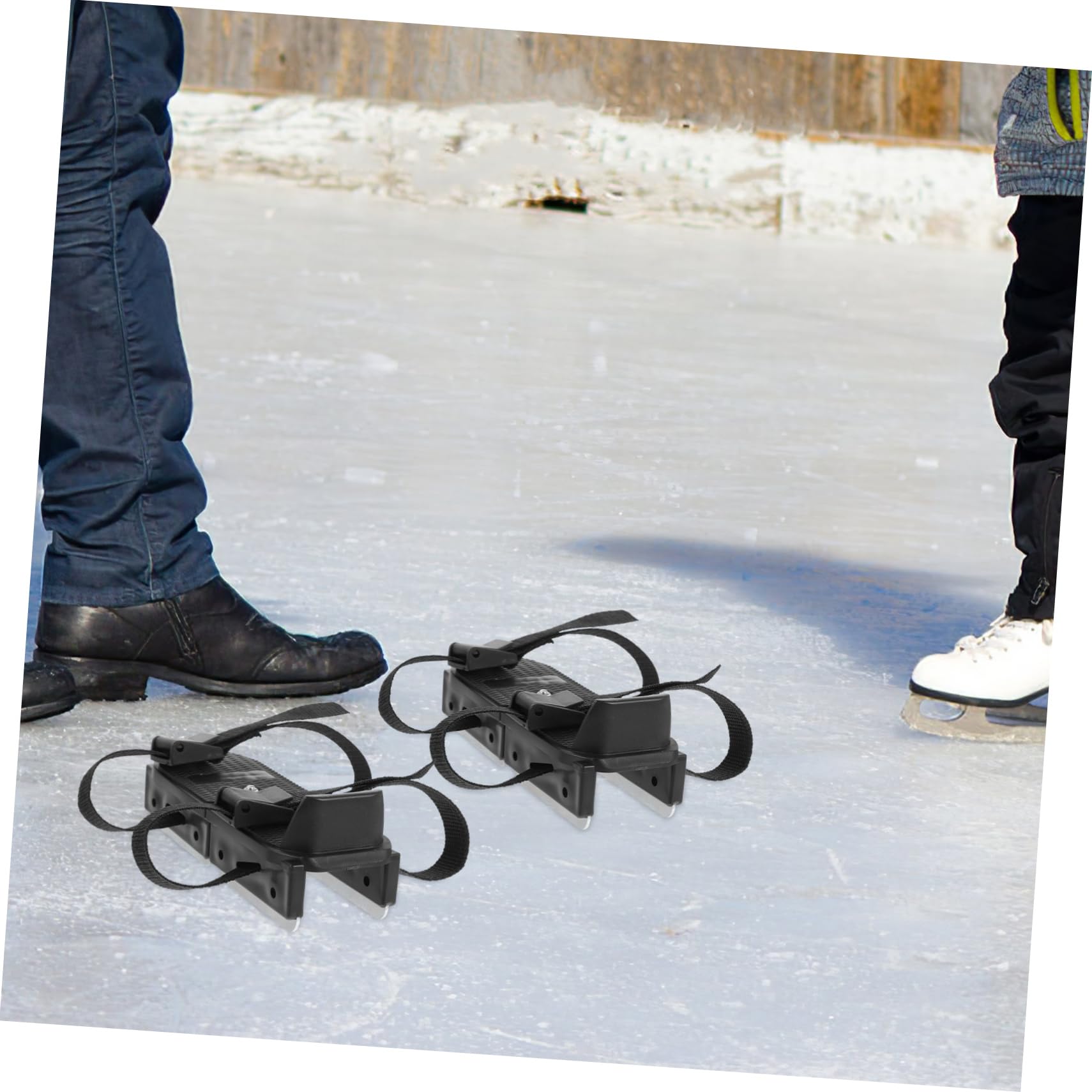 UKCOCO Patines Anti-Caza Vinculante Patines de Hielo al Aire Libre Tobillo Guardias de Skate Patinaje Chicas Patines de Bebe Patines de Hielo con Correa el plastico Negro