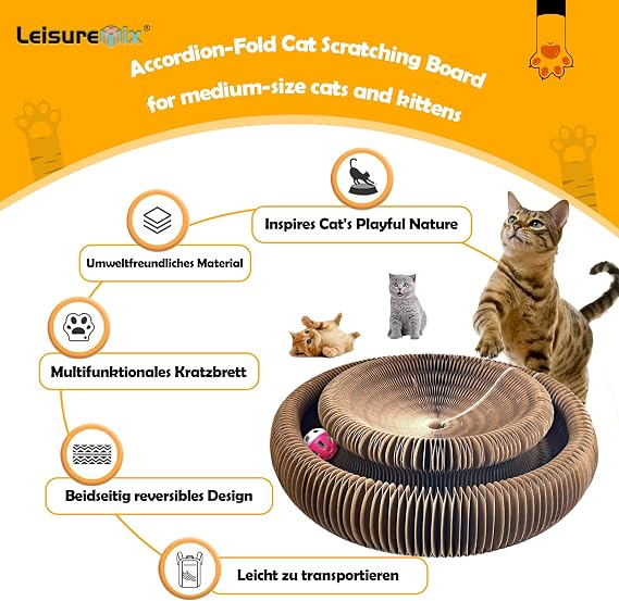 Magic Organ Cat Scratching Board 36 cm Long Cat Toy Self-Employment Made of Cardboard with Bell Ball for Cats Cat Accessories Indoor