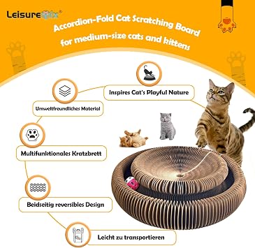 Magic Organ Cat Scratching Board 36 cm Long Cat Toy Self-Employment Made of Cardboard with Bell Ball for Cats Cat Accessories Indoor