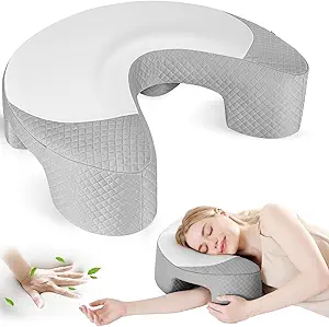 EUHAMS Side Sleeper Pillow - Ergonomic Memory Foam Shoulder Pillow with Arm Holes for Neck,Shoulder & Rotator Cuff Pain Relief-Arm Support Pillows for Adults Ideal for Left & Right Side Sleepers,Grey