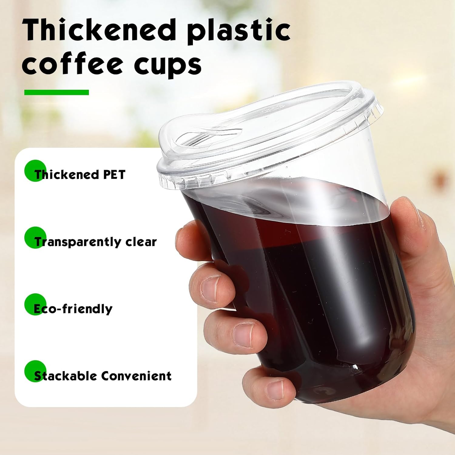 Baderke Clear Plastic Cups with Strawless Sip Lids Disposable Round Bottom Togo Cups for Coffee Smoothie Cold Beverage Coffee Shops and Party Catering(16 oz,50 Pcs) - Image 4