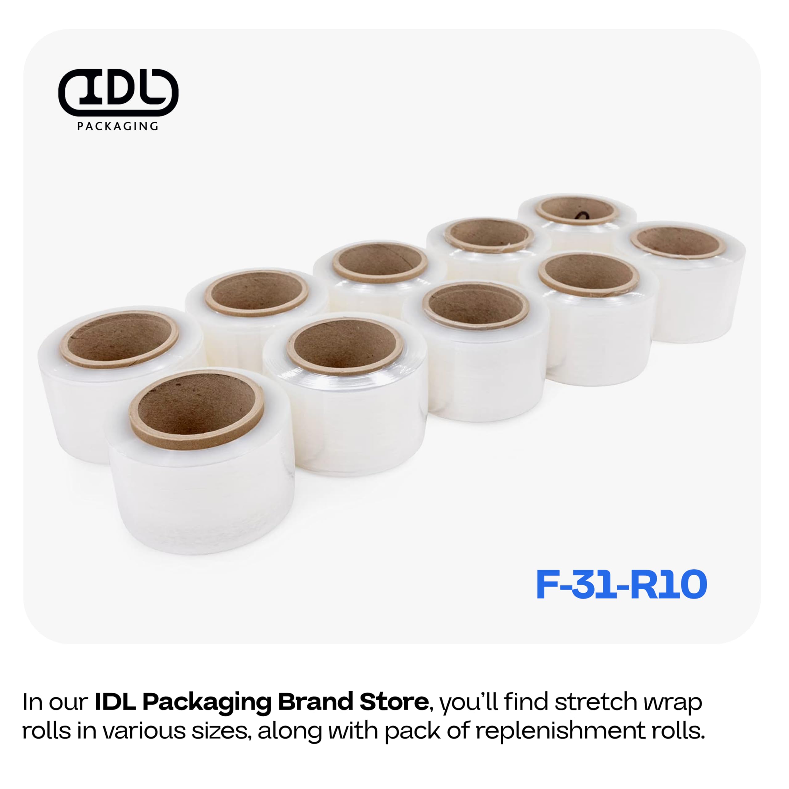 IDL Packaging 7,5 cm x 2,5 cm ręczne wiązanie folii stretch z uchwytem wielokrotnego użytku, przezroczysta (opakowanie 12 szt.)
