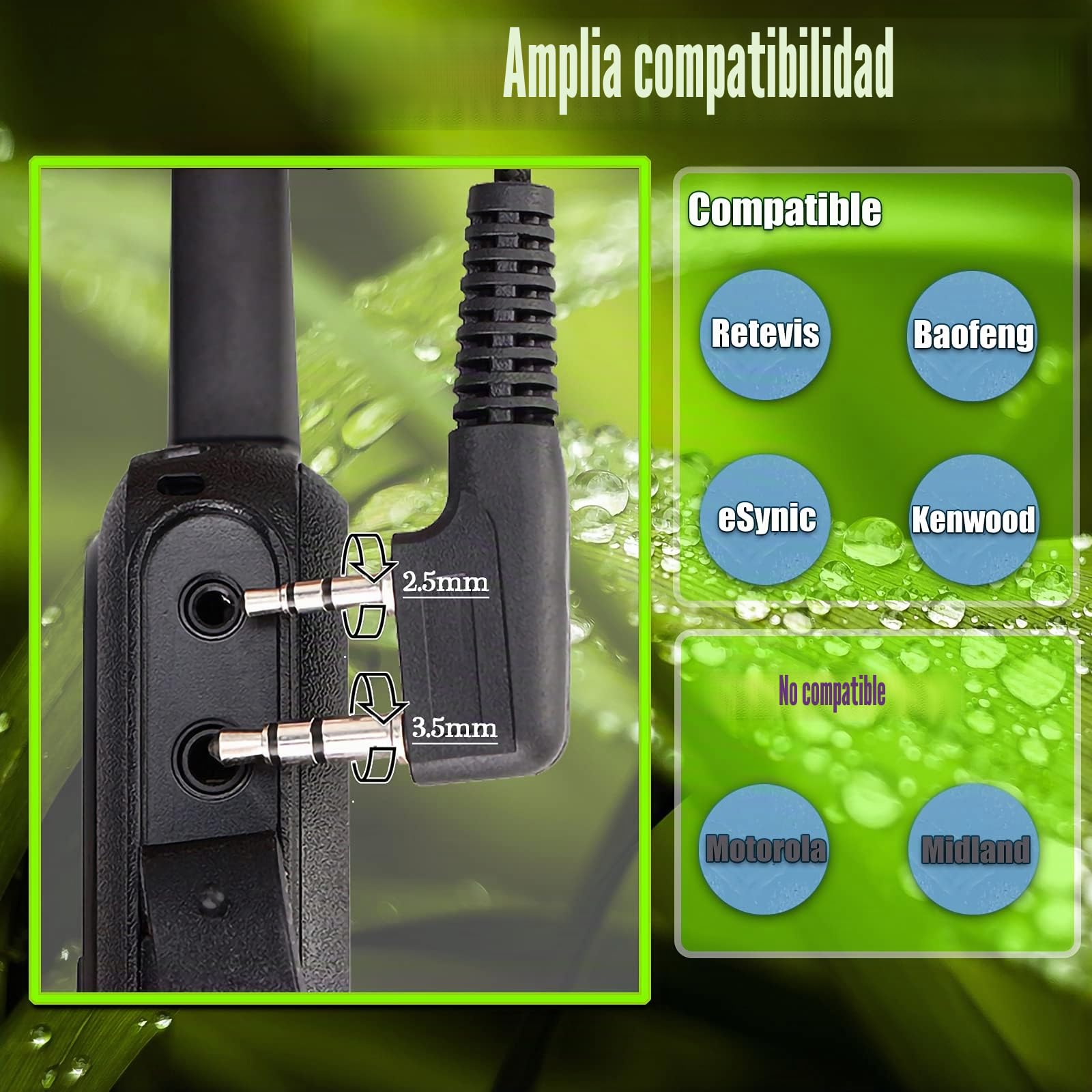 Microfono Altoparlante PTT Per Walkie Talkie | IP54 Impermeabile Compatibile Retevis/Baofeng/Kenwood