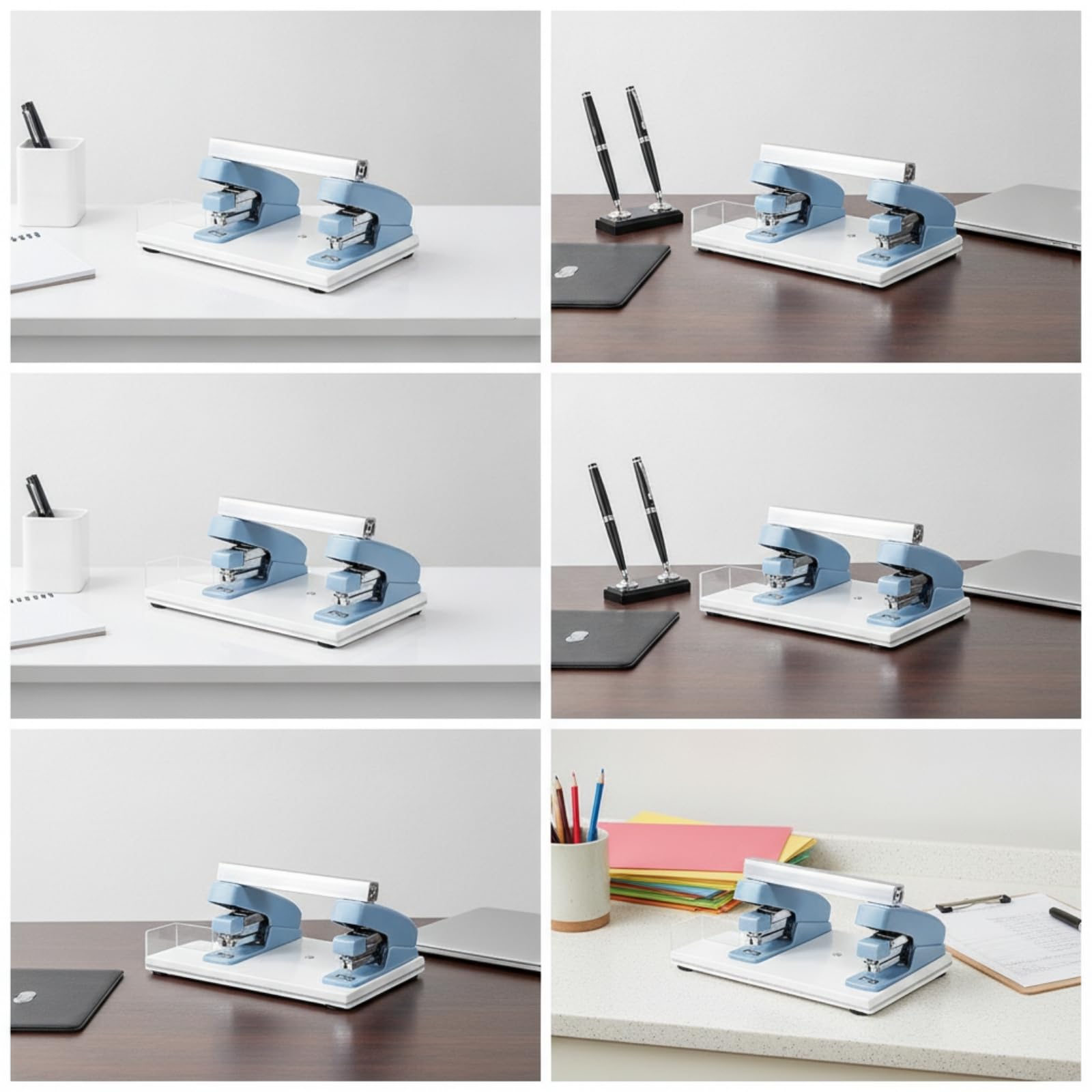 Baoblaze Grapadora de Doble Cabezal Grapadora Doble Grapadora de Oficina Grapadora de Escritorio Engrapadora Metálica Mecanismo Simultáneo para Unir con Grapas