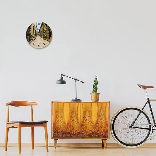 Miniatura 3 de Reloj de pared silencioso sin tictac, reloj de PVC Old Village Loup sur Tourettes in France C, funciona con pilas, 12 pulgadas (11.8 in), reloj