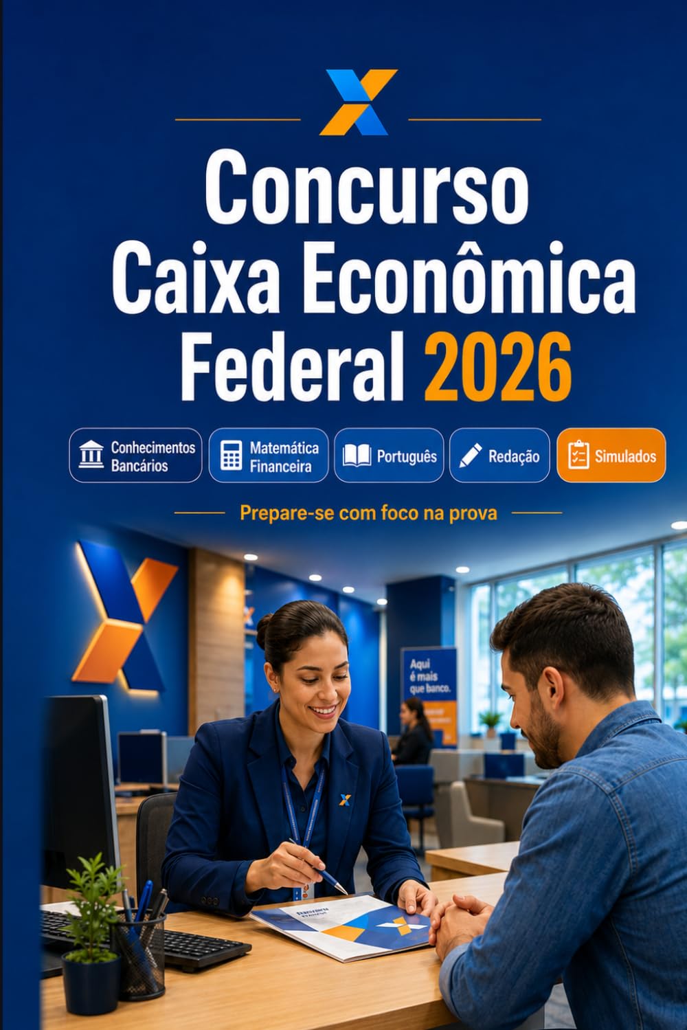 Concurso Caixa Econômica Federal 2026: Preparação Caixa: conhecimentos bancários, matemática financeira, português, informática, atendimento, ética, redação e simulados