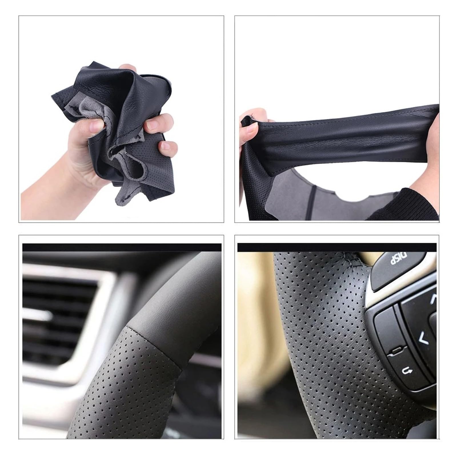 Cubierta Volante Coche Funda Volante Coche para Chevrolet para Cruze para Malibu para Sail para Spark para Captiva para Equinox para Trax para Tracker para Aveo para Lova Funda Volante Coche(Negro)