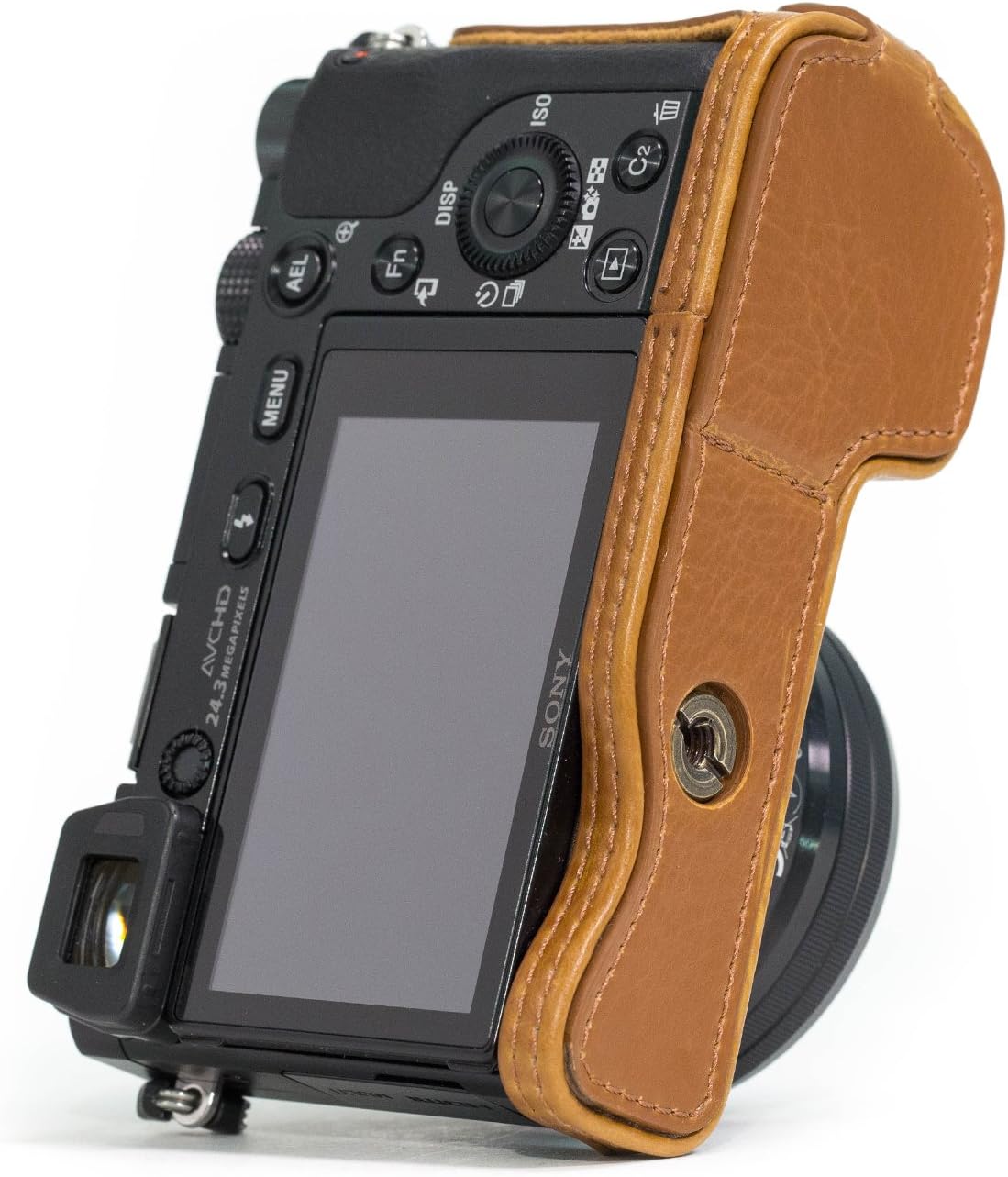 MegaGear Ever Ready Leather Camera Half Case Compatible with Sony Alpha A6300, A6000