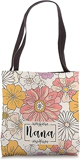 Cute Personalized Nana Retro Floral Flowers Peach Soft Pink Tote Bag